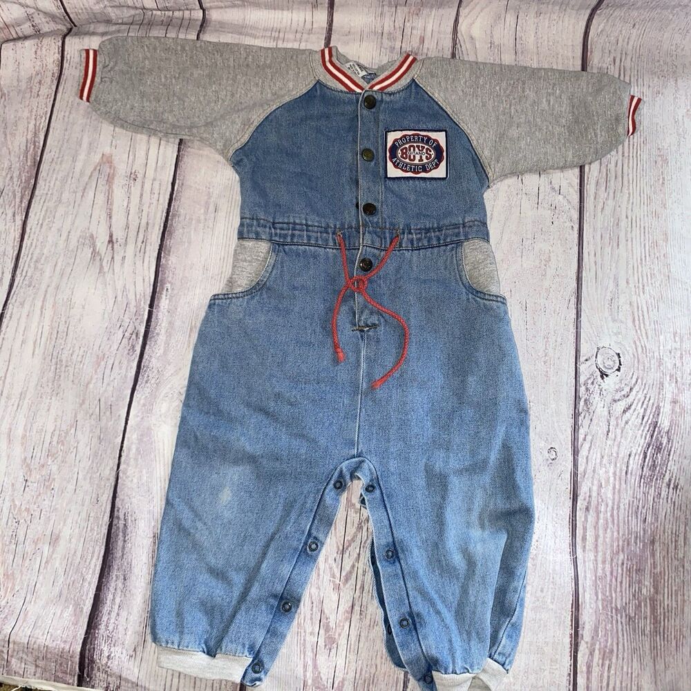 Vtg 90s Gitano Boys Denim Romper Jumpsuit 24 Mos One Piece Kidcore Retro B27